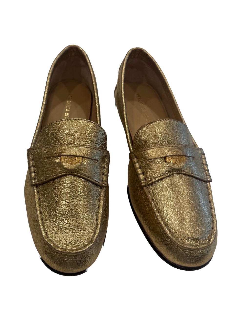 Veronica Beard Women's Penny Loafers Metallic Gold Sz 6.5 NEW